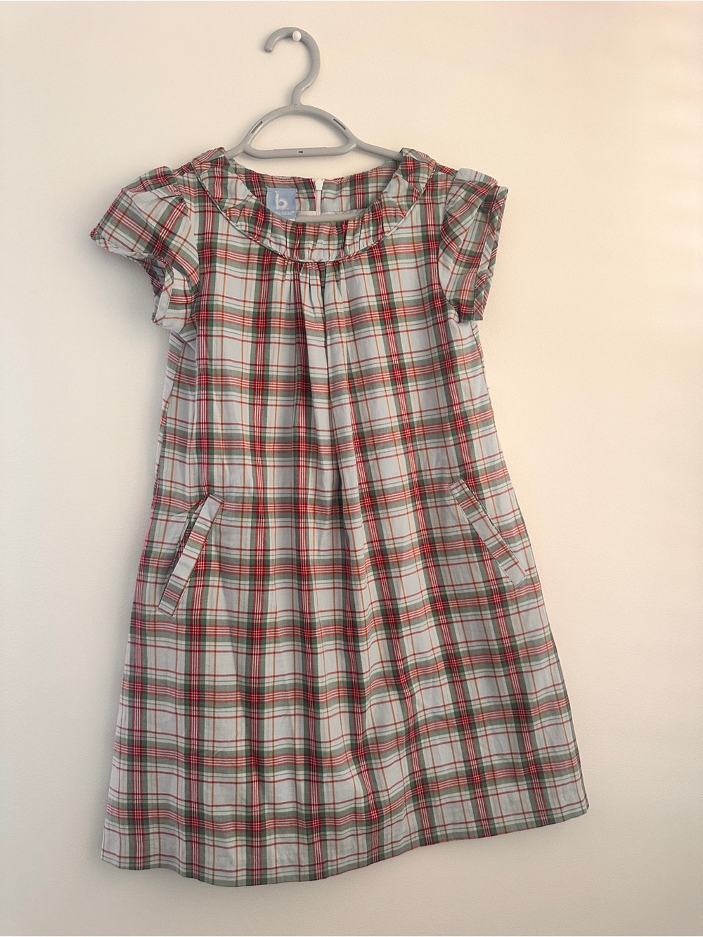 Bella bliss Plaid Short-Sleeve Dress in Red and Green